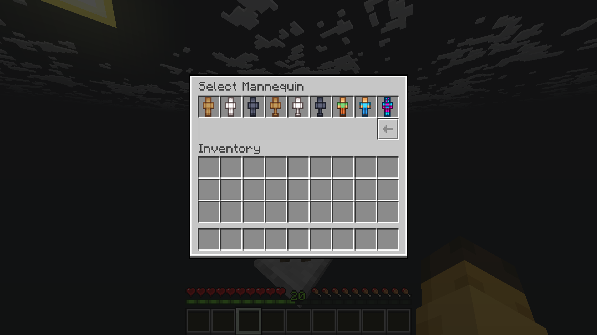 The mannequin picker, listing every model a player can use